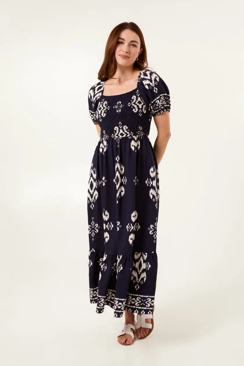 Navy Ikat Romance Dress Mensa
