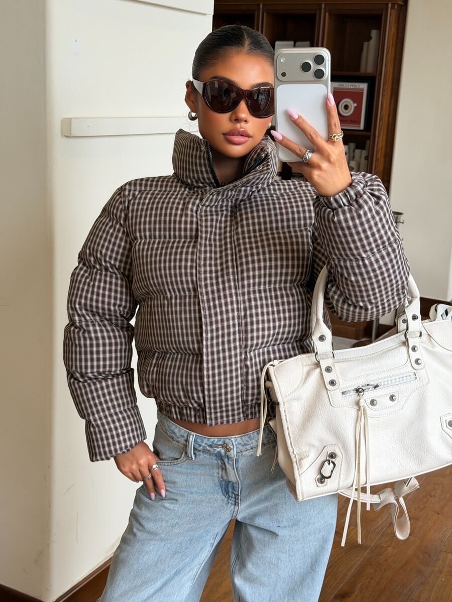 Glasgow Cropped Quilted Puffer Jacket with Funnel Neck