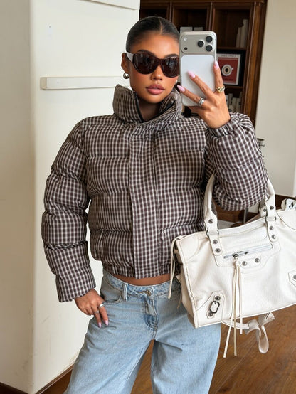 Glasgow Cropped Quilted Puffer Jacket with Funnel Neck