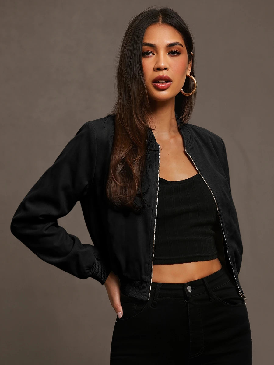 Steamboat Zip Up Bomber Jacket with Ribbed Trim