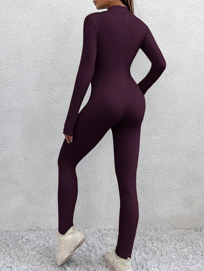 Akureyri Fleece Lined Zip Up Long Sleeve Jumpsuit - Purple