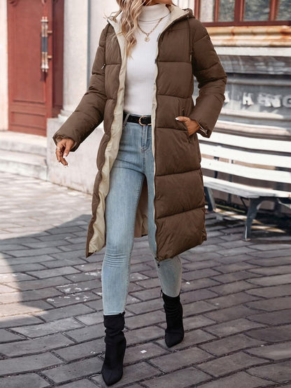 Jasper Long Hooded Puffer Coat with Drawstring