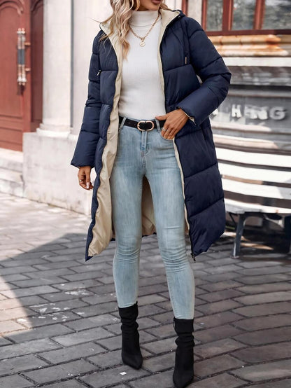 Jasper Long Hooded Puffer Coat with Drawstring