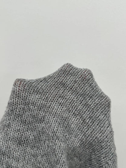 Viola Relaxed Mock Neck Sweater with Drop Shoulders - Charcoal Grey