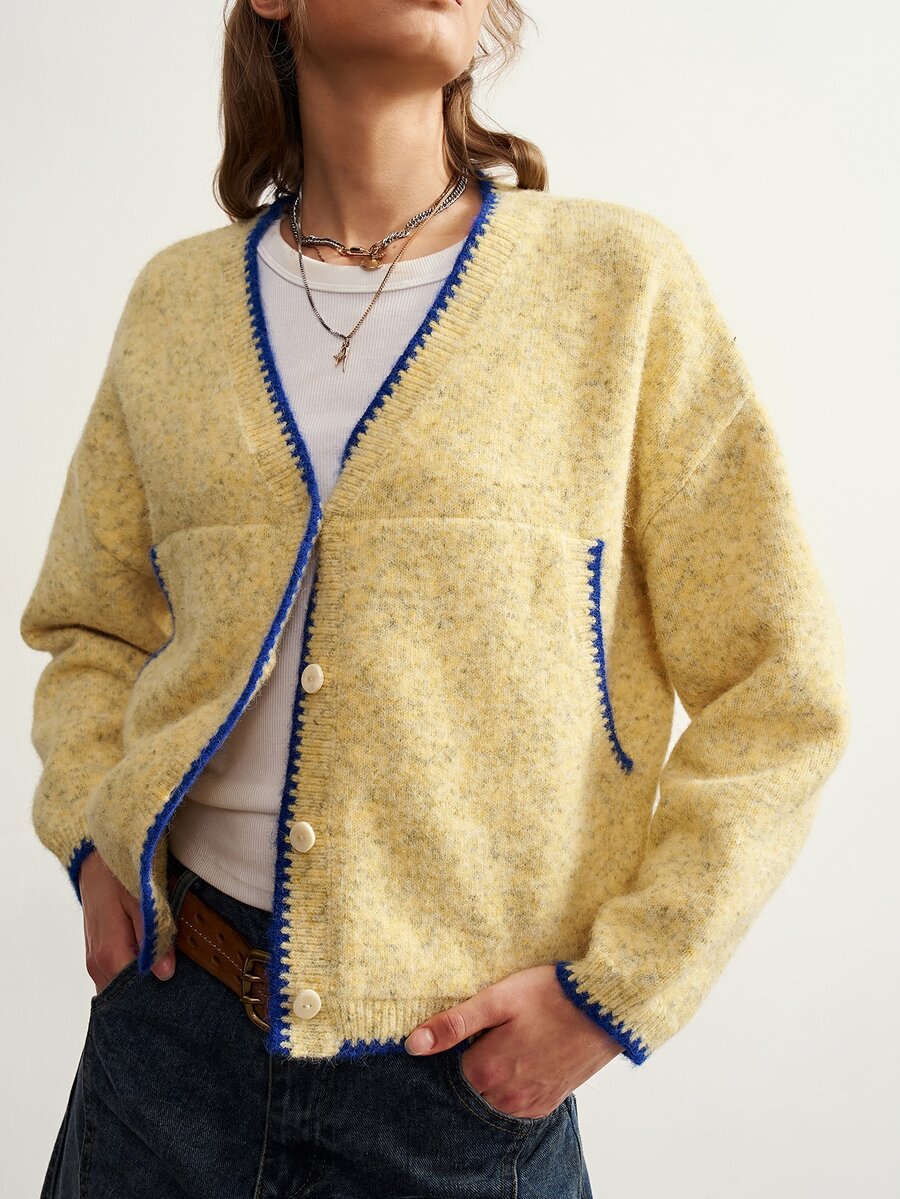 Megeve Oversized Fuzzy Knit Button Front Cardigan