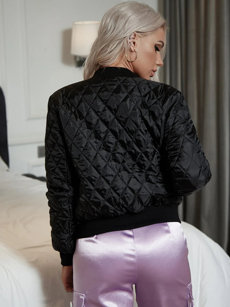 Narvik Diamond Quilted Zip Up Bomber Jacket