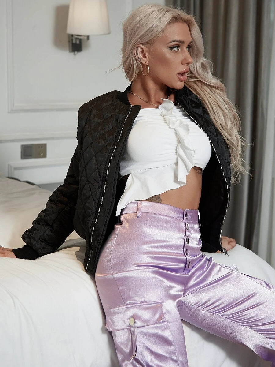 Narvik Diamond Quilted Zip Up Bomber Jacket