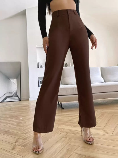 Women's High Waisted Flare Trousers, Tailored Dress Pants for Work Office - Black