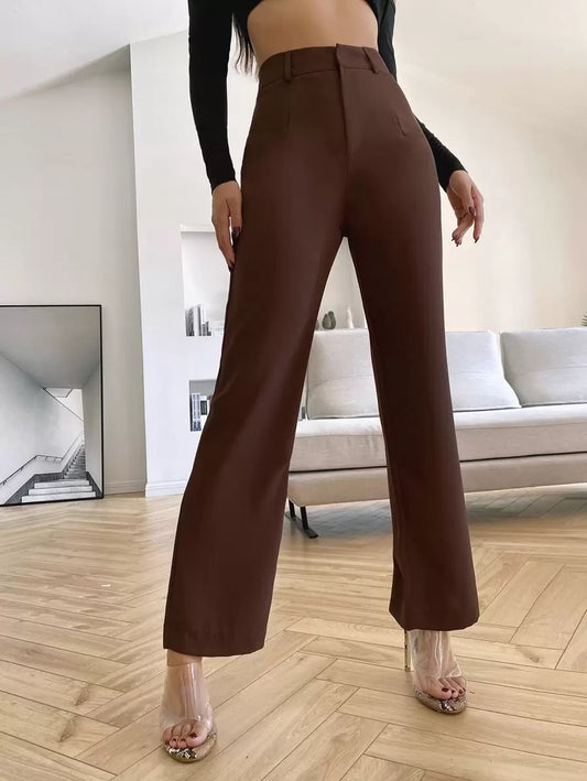 Women's High Waisted Flare Trousers, Tailored Dress Pants for Work Office - Black