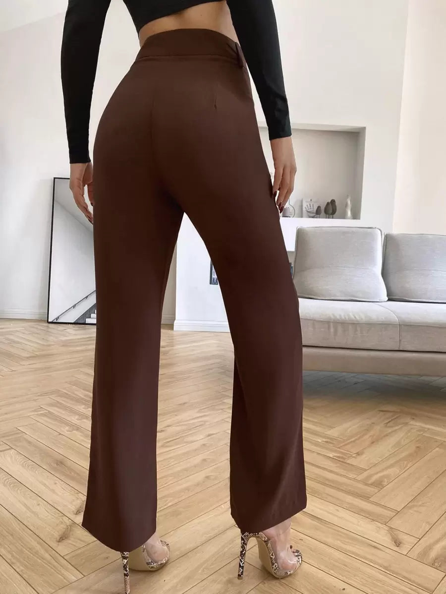 Women's High Waisted Flare Trousers, Tailored Dress Pants for Work Office - Black