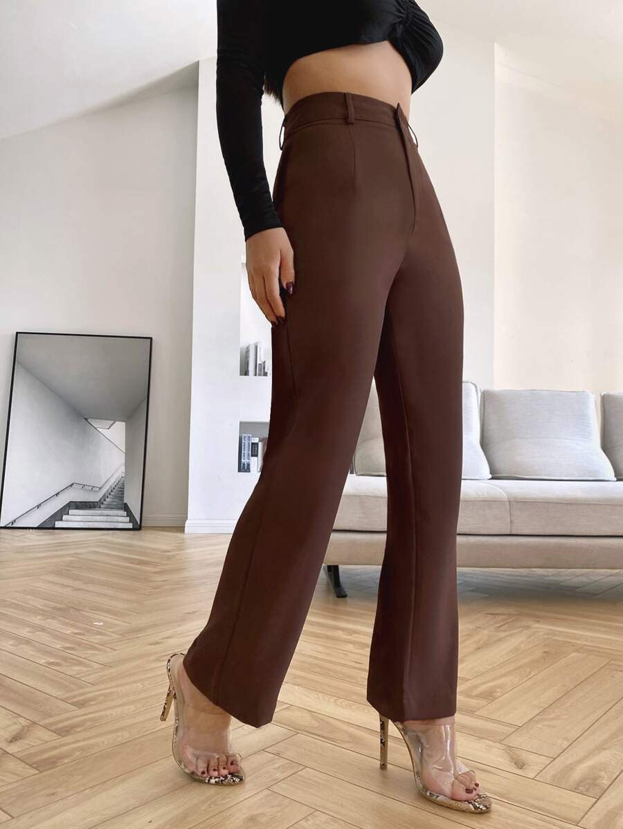 Women's High Waisted Flare Trousers, Tailored Dress Pants for Work Office - Black