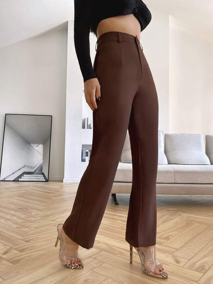 Women's High Waisted Flare Trousers, Tailored Dress Pants for Work Office - Black
