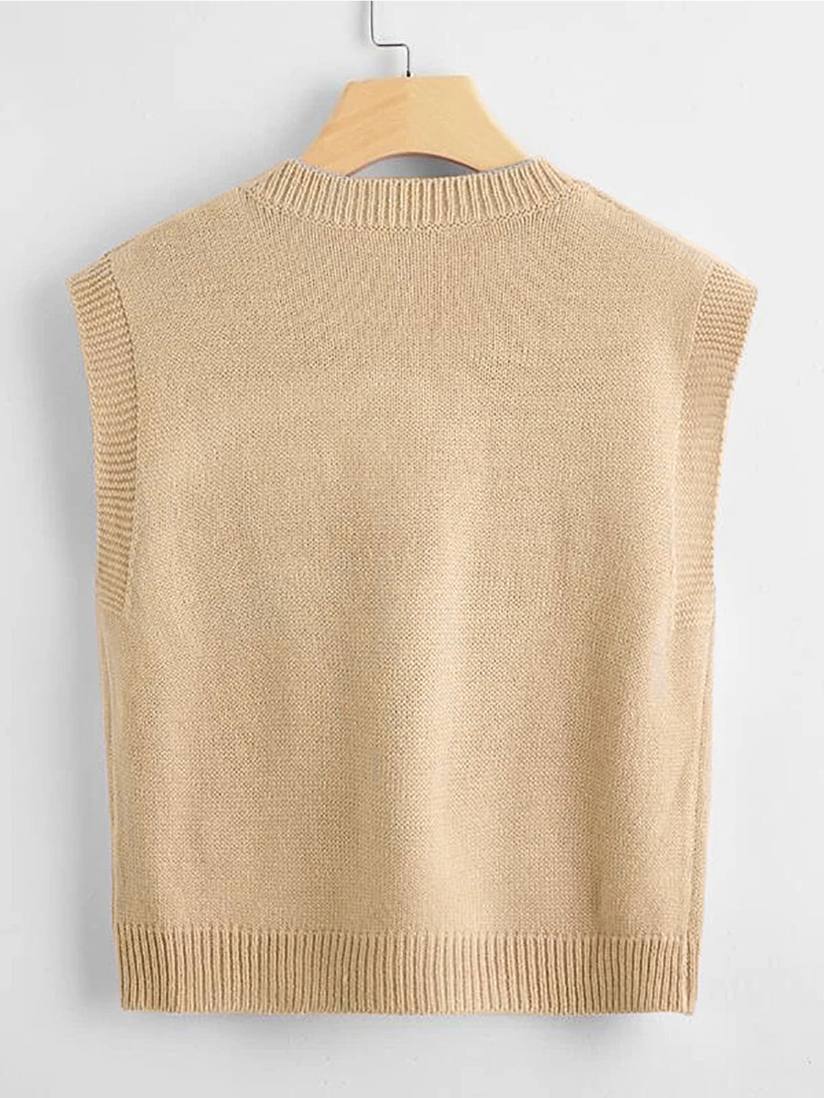 Marisa Fine Knit V-Neck Sleeveless Sweater Vest - Black