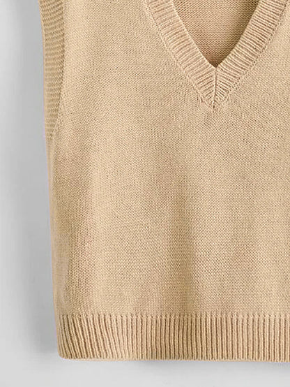 Marisa Fine Knit V-Neck Sleeveless Sweater Vest - Burgundy