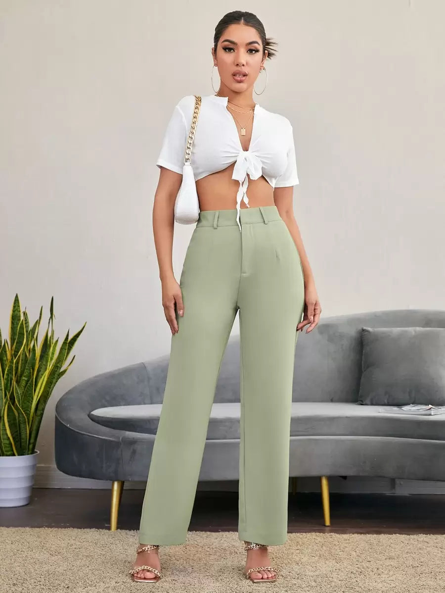 Women's High Waisted Flare Trousers, Tailored Dress Pants for Work Office - Black