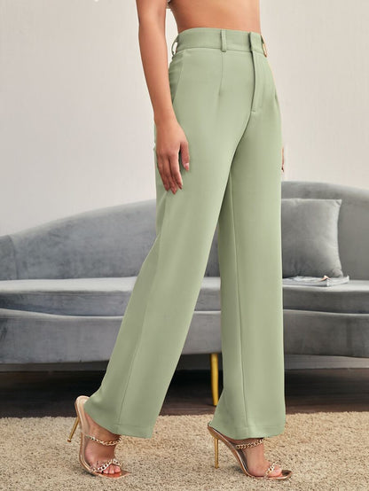 Women's High Waisted Flare Trousers, Tailored Dress Pants for Work Office - Black