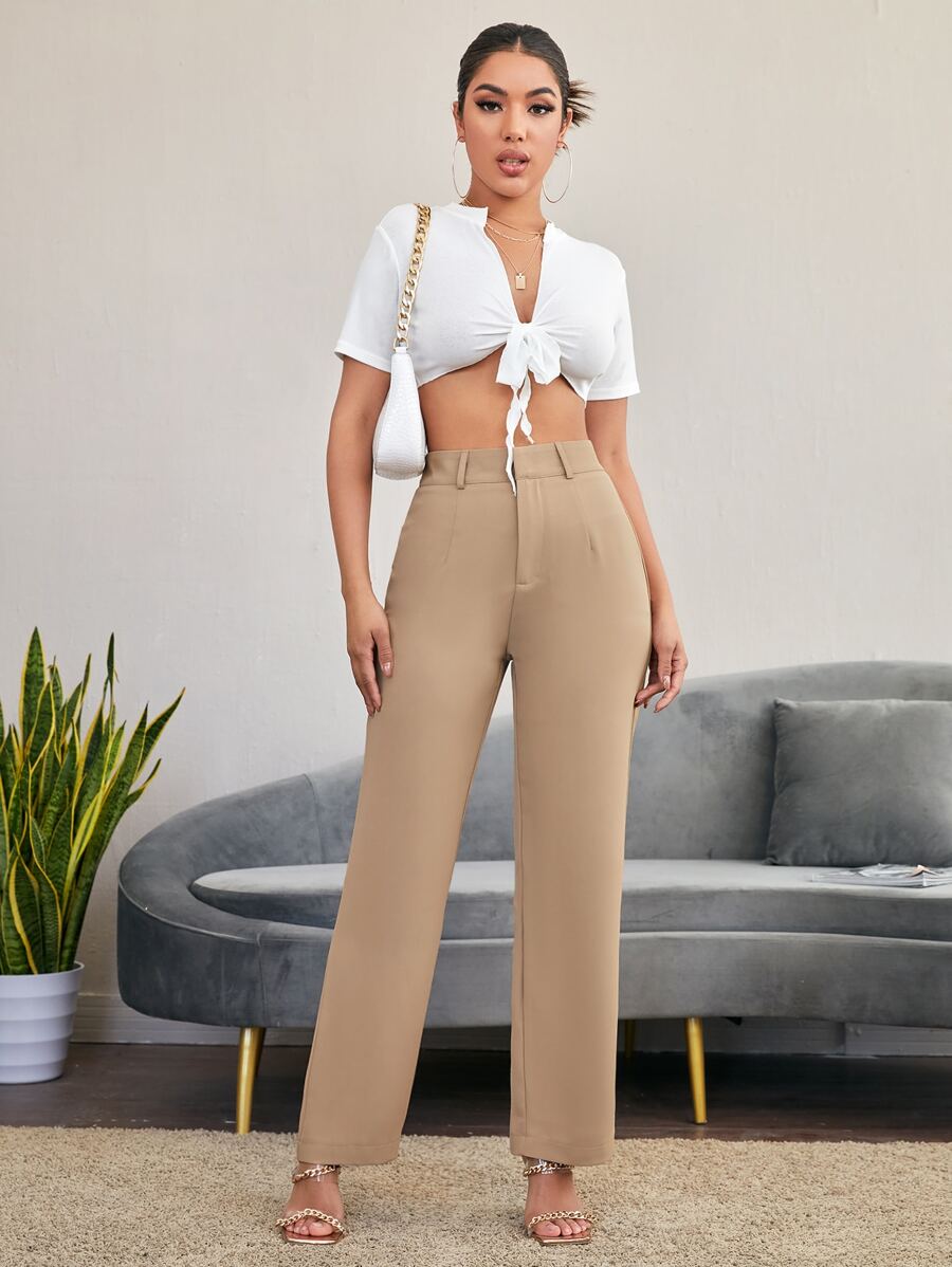 Women's High Waisted Flare Trousers, Tailored Dress Pants for Work Office - Black