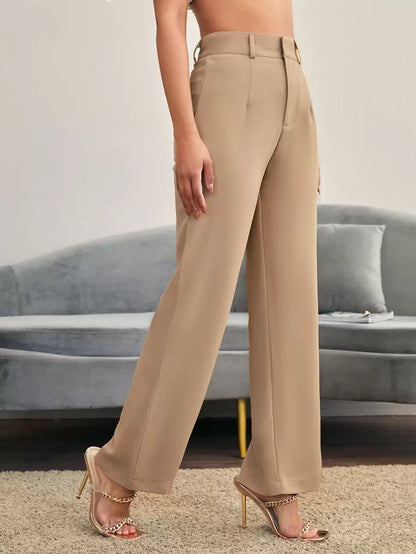 Women's High Waisted Flare Trousers, Tailored Dress Pants for Work Office - Black