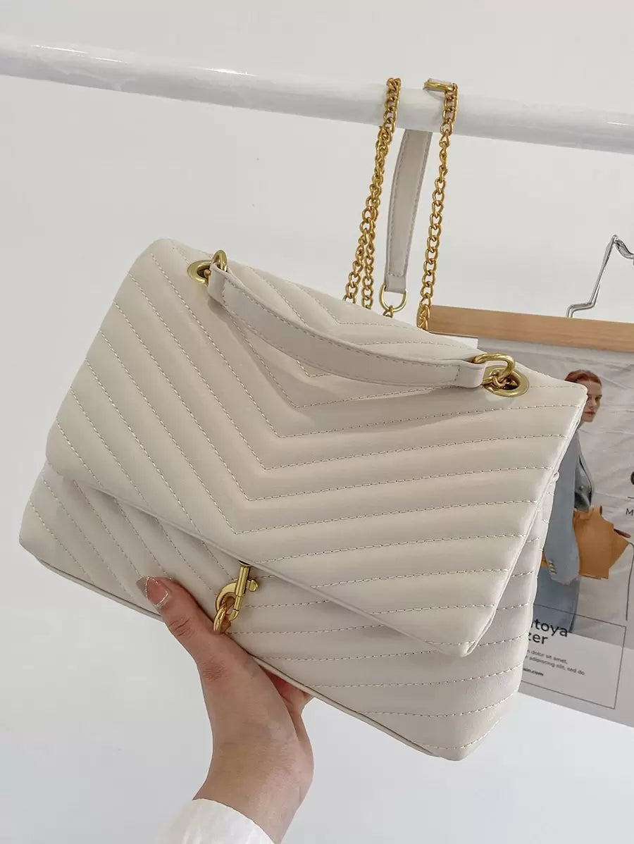Annecy Chevron Quilted Chain Strap Crossbody Bag