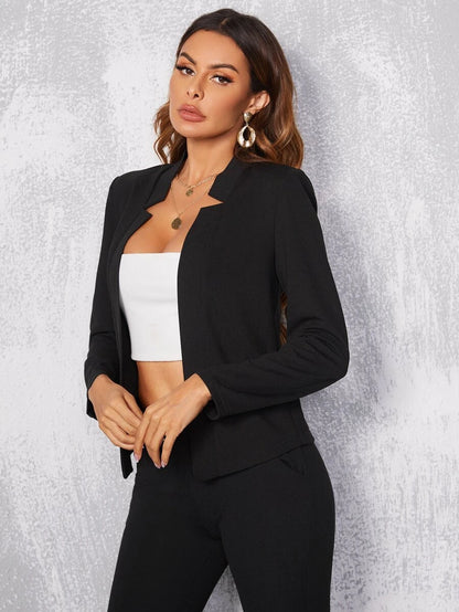 Cora Open Front Knit Blazer Jacket - Green