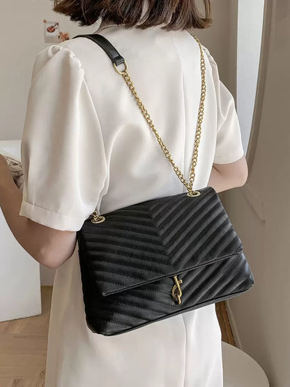 Annecy Chevron Quilted Chain Strap Crossbody Bag