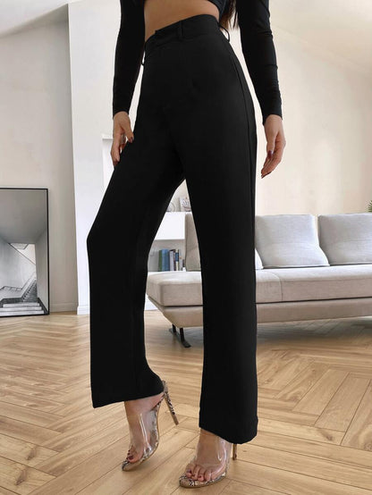 Women's High Waisted Flare Trousers, Tailored Dress Pants for Work Office - Black