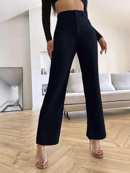 Women's High Waisted Flare Trousers, Tailored Dress Pants for Work Office - Black