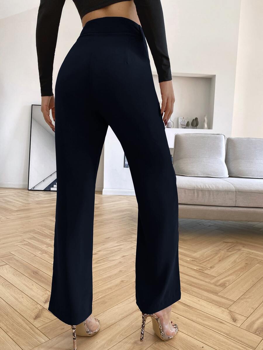 Women's High Waisted Flare Trousers, Tailored Dress Pants for Work Office - Black
