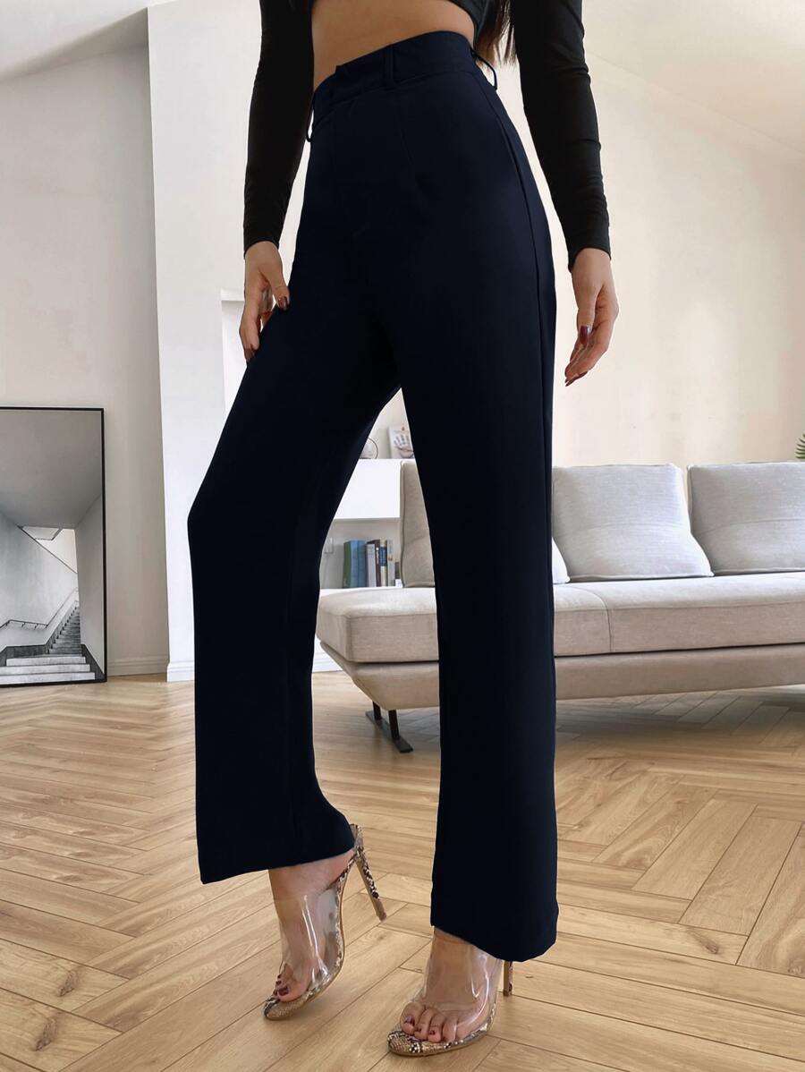 Women's High Waisted Flare Trousers, Tailored Dress Pants for Work Office - Black
