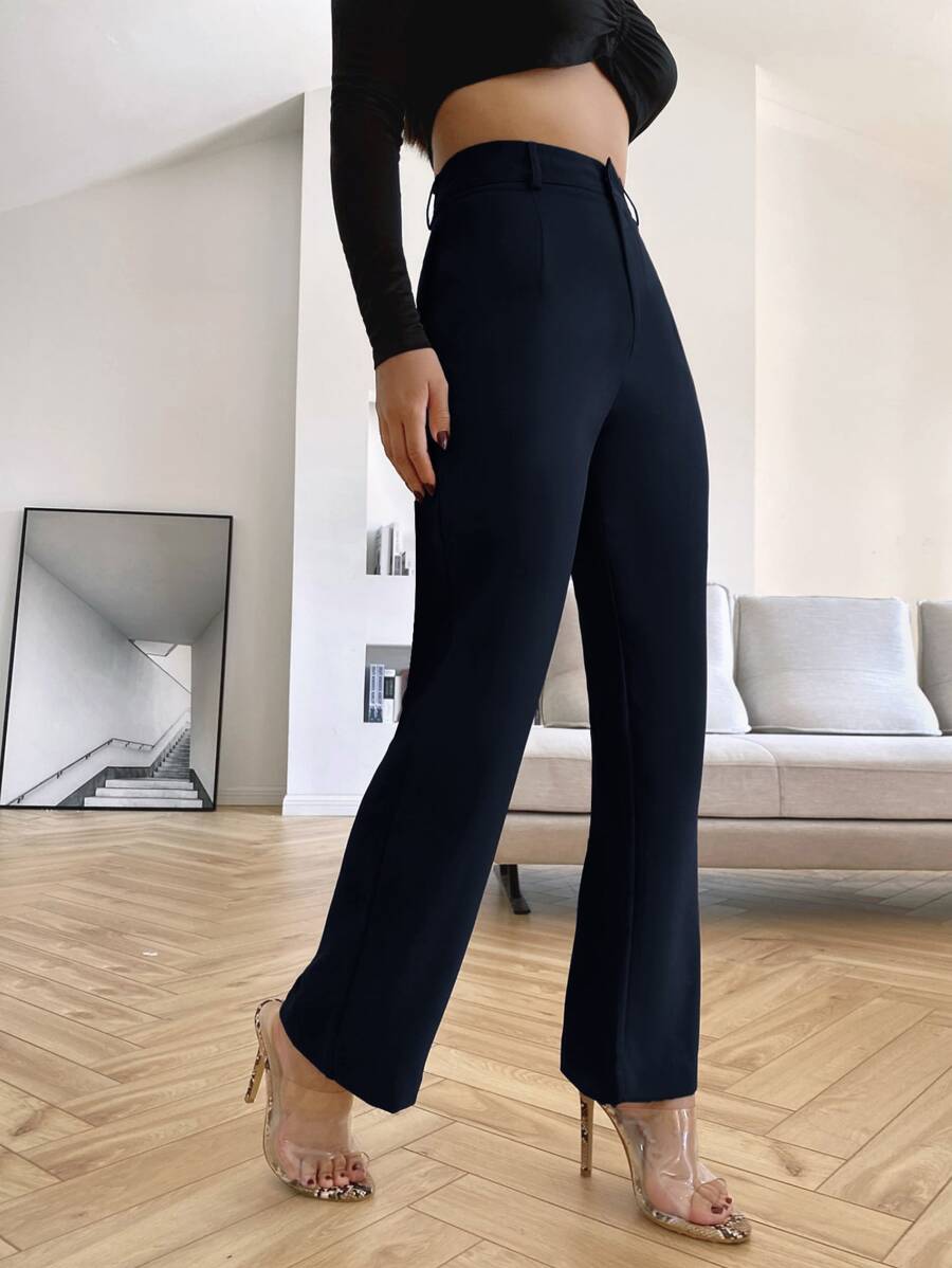 Women's High Waisted Flare Trousers, Tailored Dress Pants for Work Office - Black