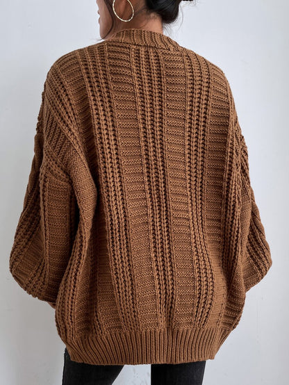 Adelaide Cable Knit Bishop Sleeve Cardigan - Black