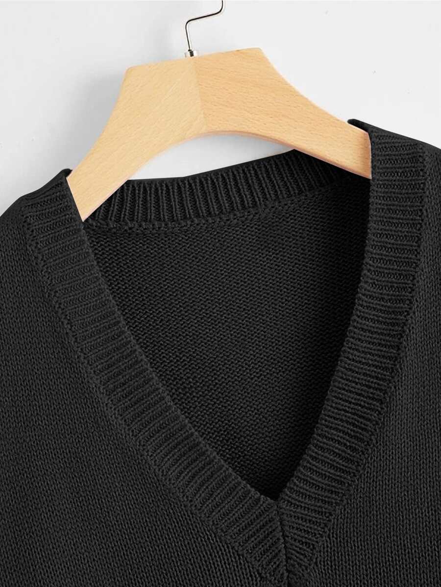 Marisa Fine Knit V-Neck Sleeveless Sweater Vest - Brown