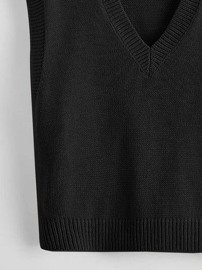 Marisa Fine Knit V-Neck Sleeveless Sweater Vest - Green