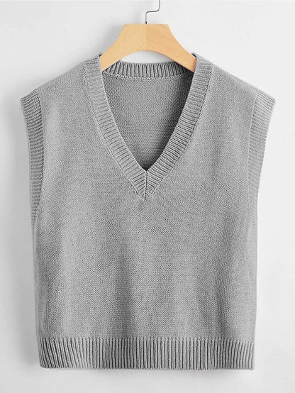 Marisa Fine Knit V-Neck Sleeveless Sweater Vest - Green
