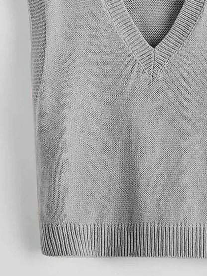Marisa Fine Knit V-Neck Sleeveless Sweater Vest - Yellow