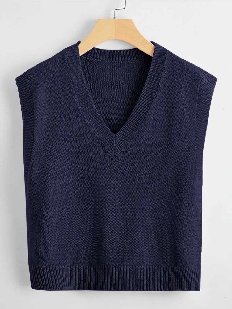 Marisa Fine Knit V-Neck Sleeveless Sweater Vest - Light Grey