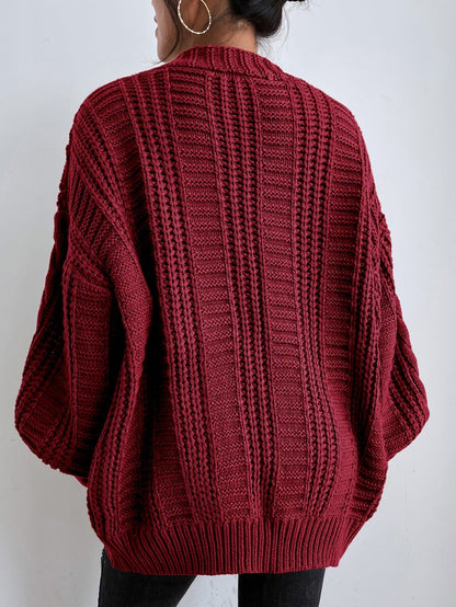 Adelaide Cable Knit Bishop Sleeve Cardigan - Grey