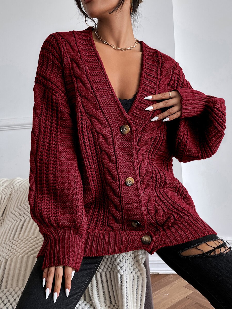 Adelaide Cable Knit Bishop Sleeve Cardigan - Beige