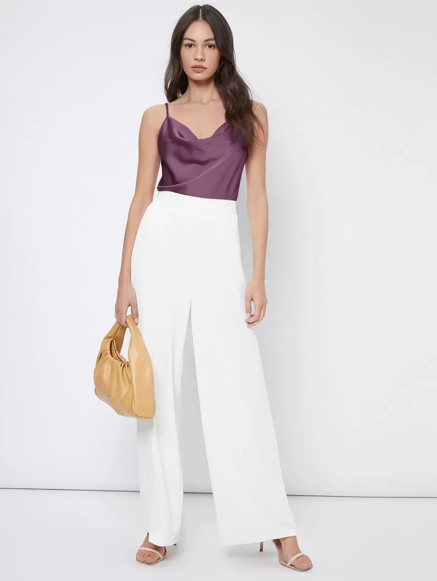 Rosemary Draped Cowl Neck Satin Cami Top with Spaghetti Straps - Mauve Purple