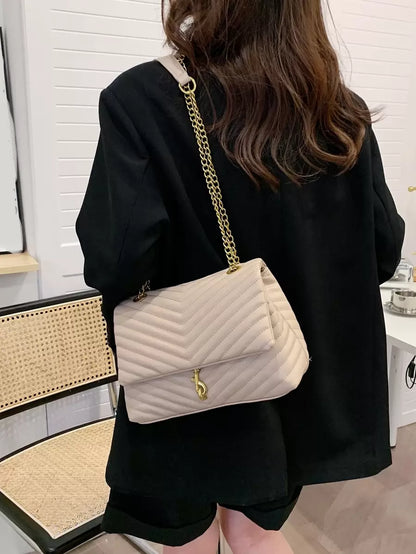 Annecy Chevron Quilted Chain Strap Crossbody Bag