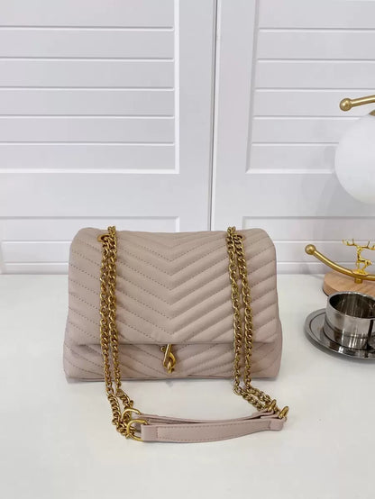 Annecy Chevron Quilted Chain Strap Crossbody Bag