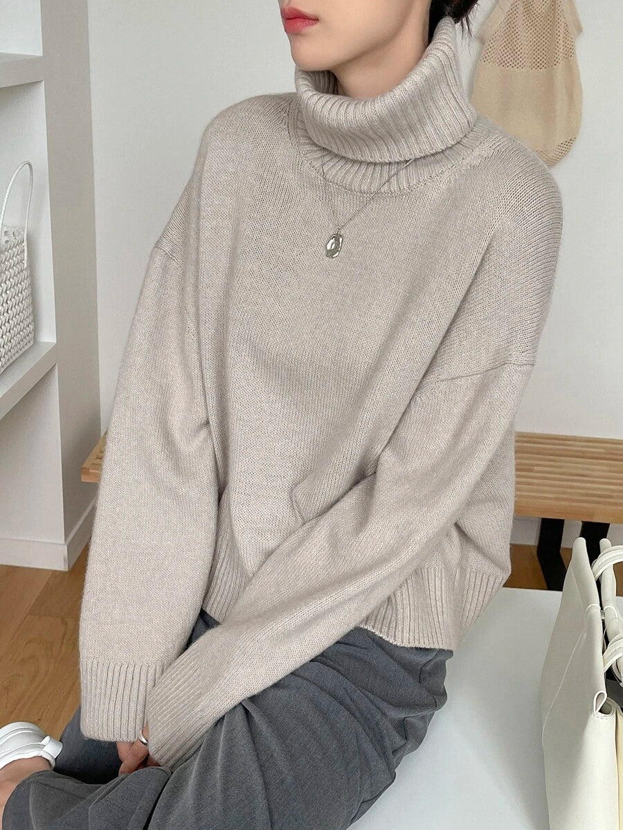 Lofoten Oversized Turtleneck Drop Shoulder Knit Sweater
