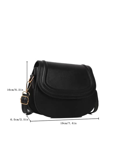 Women's Small Saddle Crossbody Bag, Faux Leather Flap Shoulder Purse with Adjustable Strap