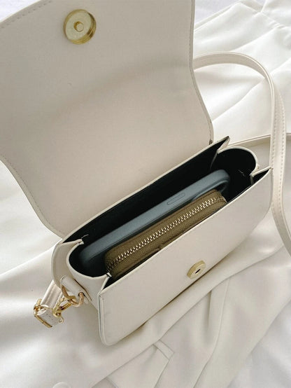 Women's Small Saddle Crossbody Bag, Faux Leather Flap Shoulder Purse with Adjustable Strap