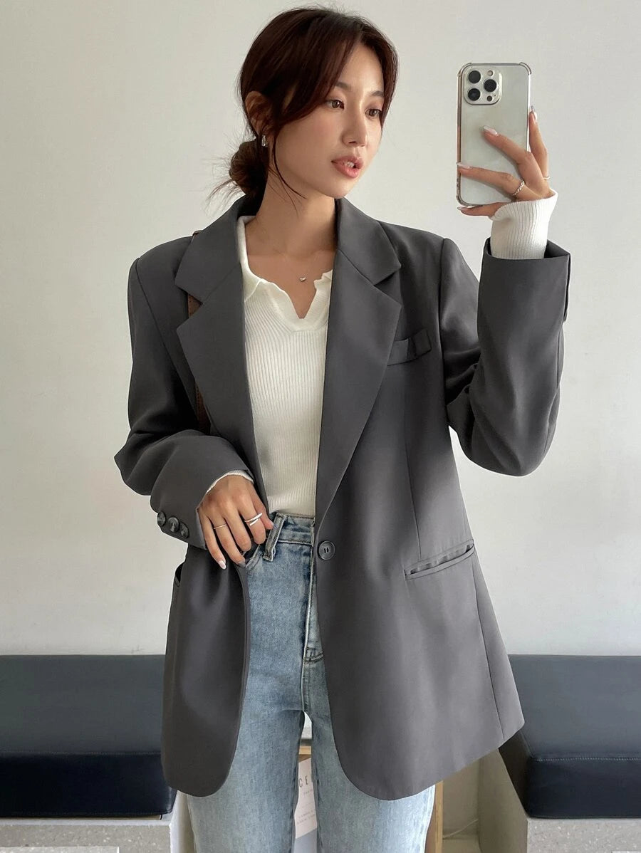 Pimlico Oversized Single Button Notch Lapel Blazer