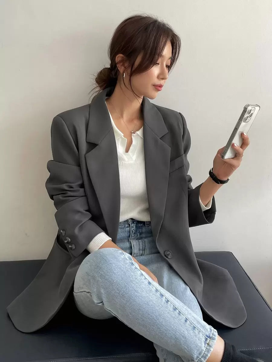 Pimlico Oversized Single Button Notch Lapel Blazer