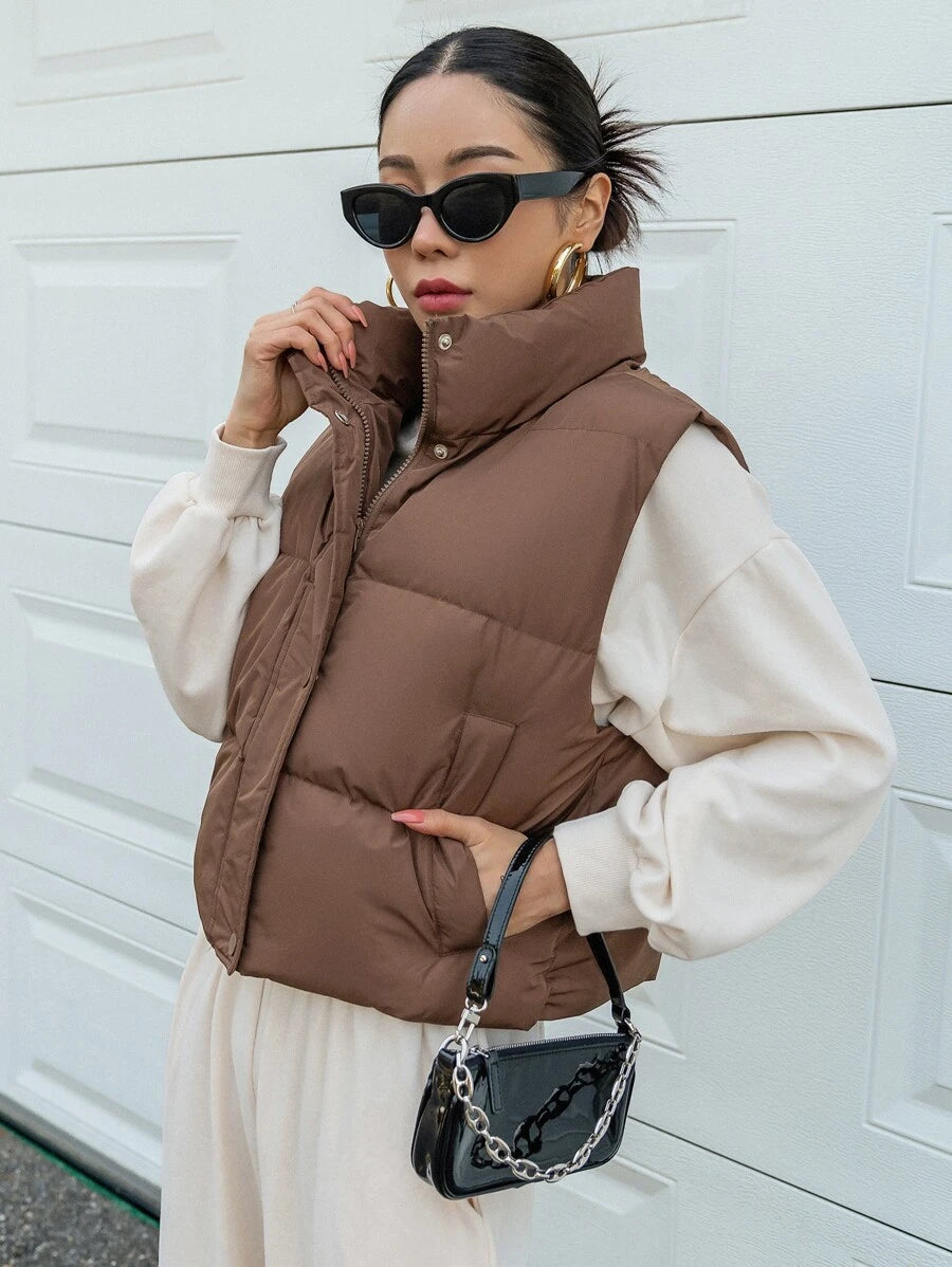Andermatt Snap Button Zip Up Puffer Vest with Pockets