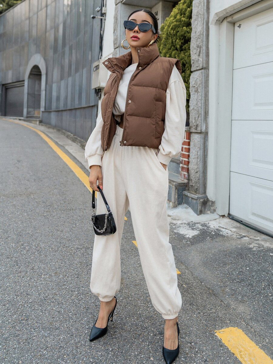 Andermatt Snap Button Zip Up Puffer Vest with Pockets