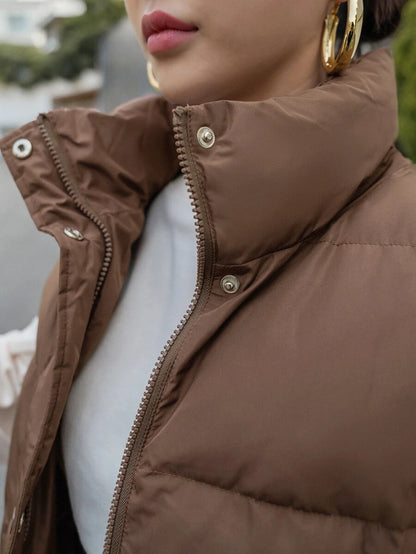 Andermatt Snap Button Zip Up Puffer Vest with Pockets