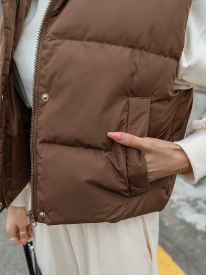 Andermatt Snap Button Zip Up Puffer Vest with Pockets